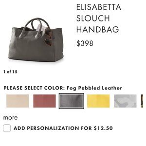 Mark & Graham Elisabetta Slouch Bag in Fog Grey Pebbled Leather- NO MONOGRAM